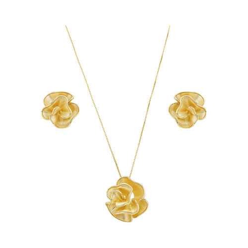 Imagem de Conjunto Colar e Brinco Flor Orgânico